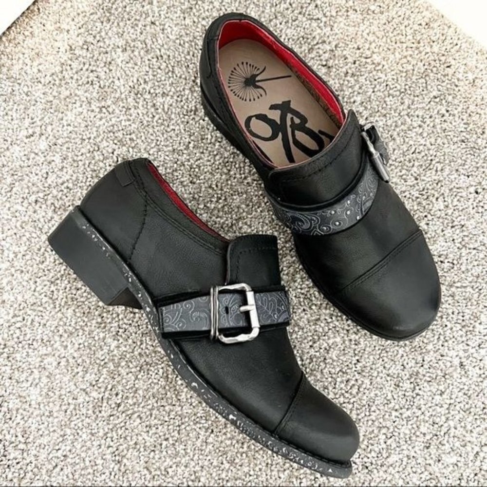 OTBT Straggler Leather Oxford Heel Shoes in Black Casual Academia Women's Size 6